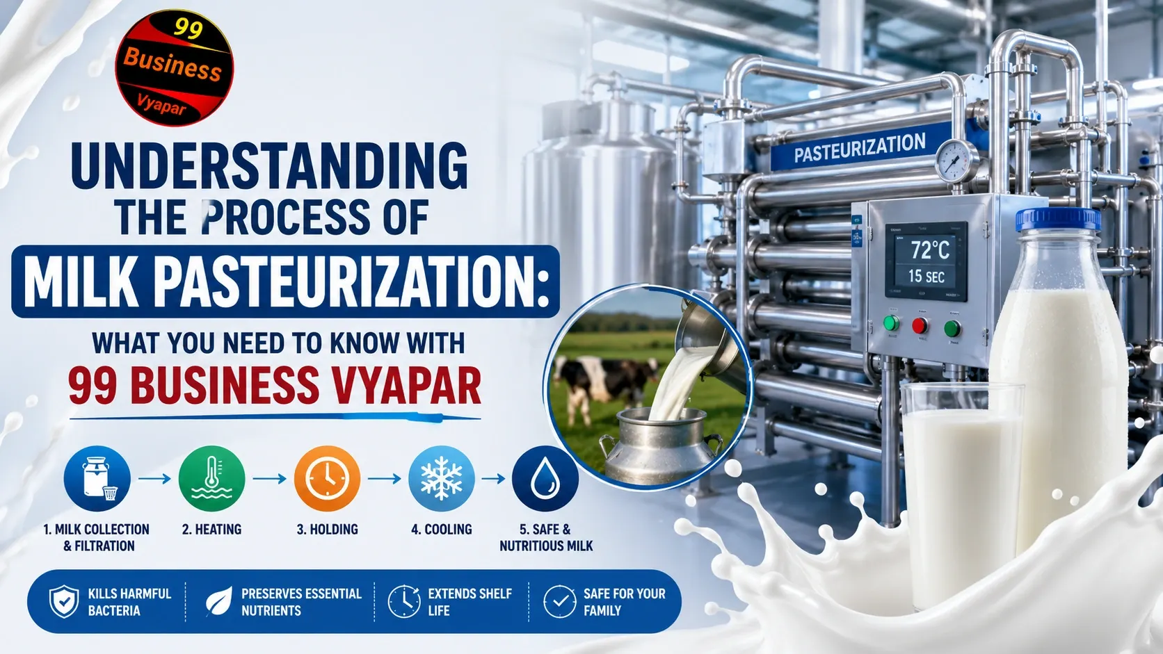 You are currently viewing Understanding the Process of Milk Pasteurization: What You Need to Know with 99 Business Vyapar