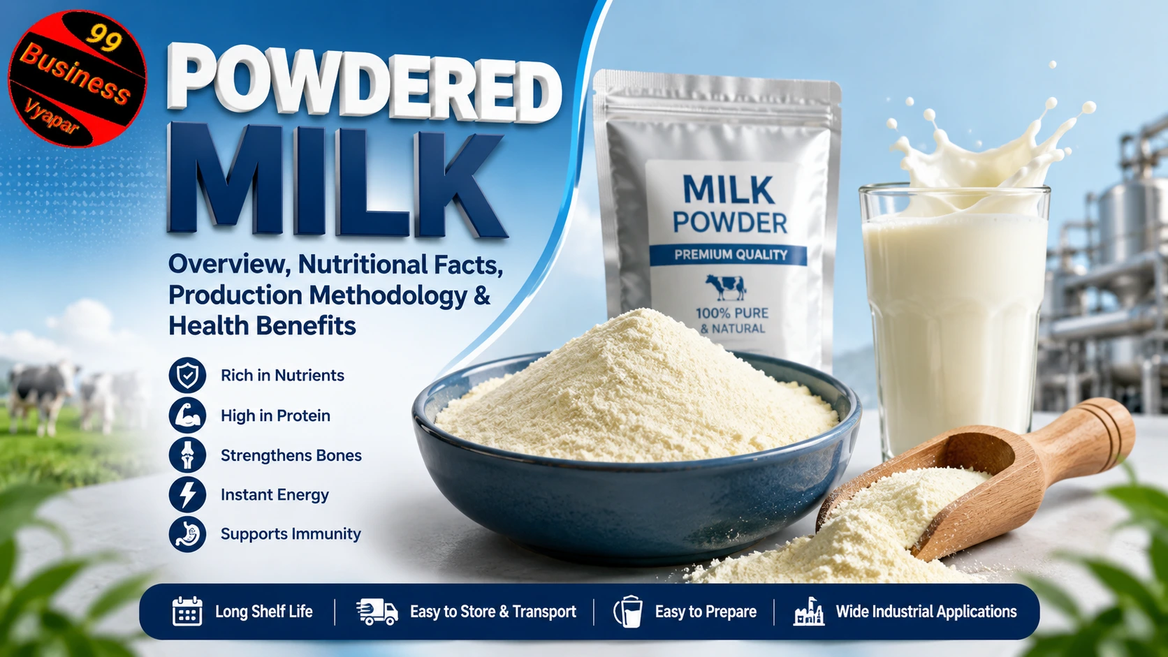 You are currently viewing Powdered Milk: Overview, Nutritional Facts, Production Methodology, and Health Benefits